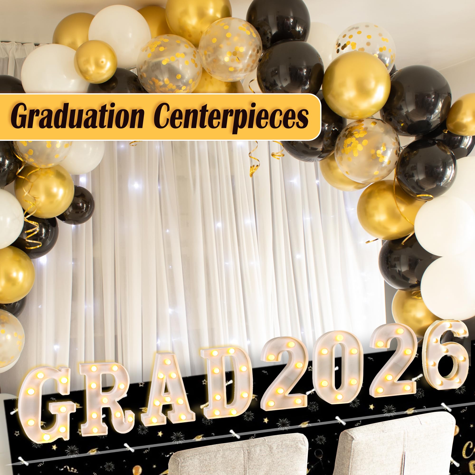 Lotus Hills graduation 2026 centerpiece set creates warm table display.