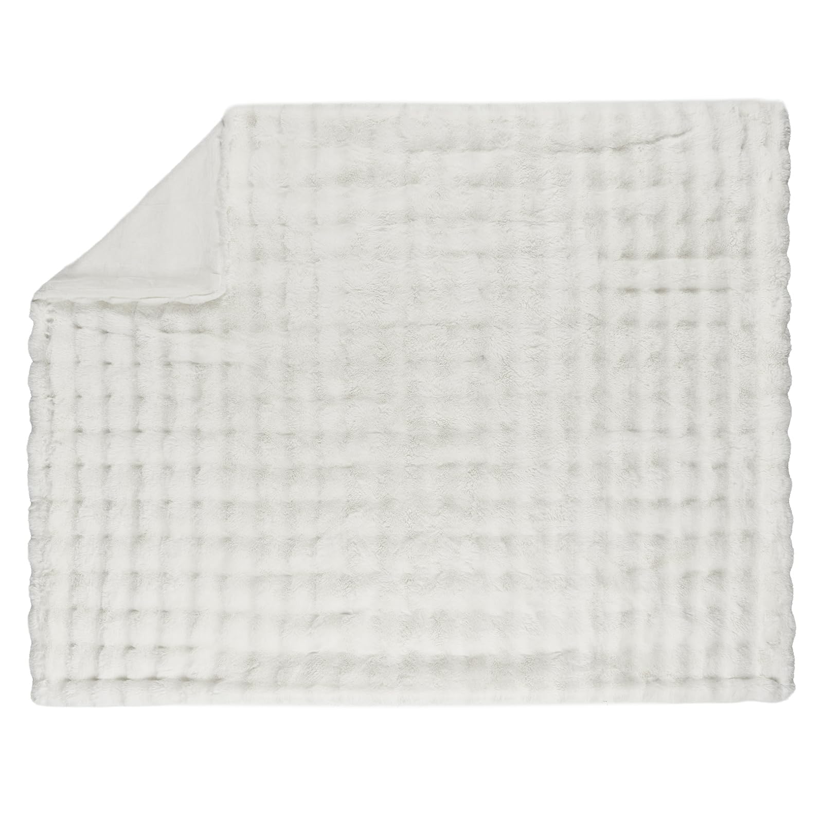 Lotus Karen folded cream blanket showing velvet back.