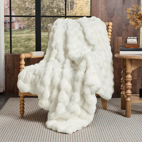 Lotus Karen plush rabbit fur throw texture showcases fluffy layer and breathable luxury