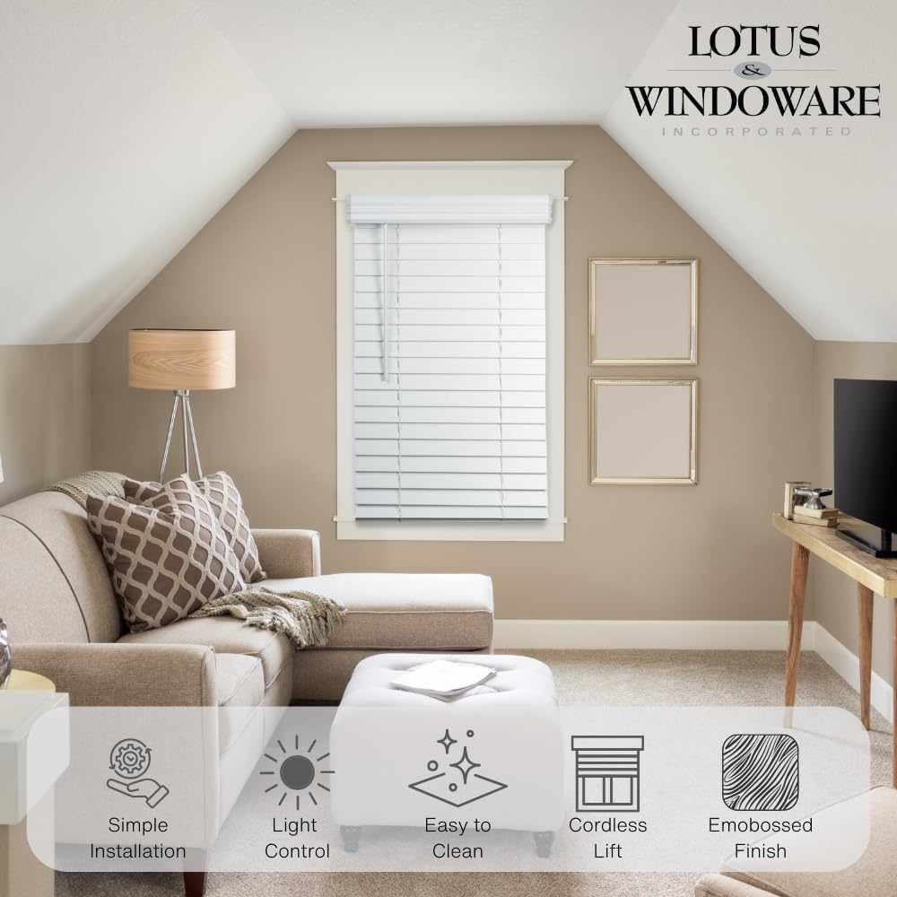 Lotus & Windoware cordless wand tilt control for easy privacy and light.
