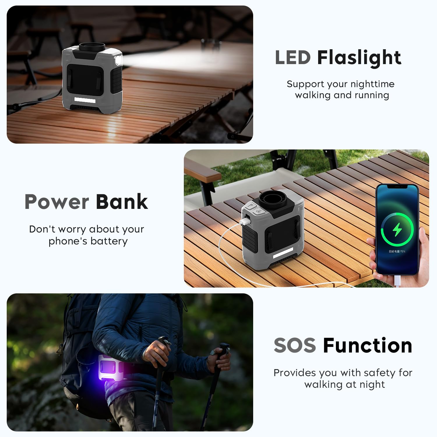 Louisware 10000mAh battery supports long-lasting cooling and power.