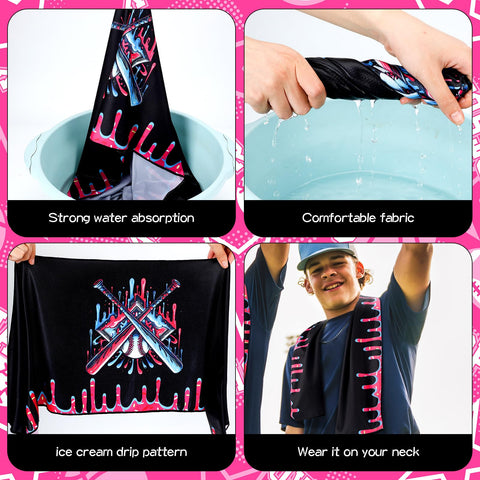 Lounsweer baseball pattern towel with cream drip design for sporty style