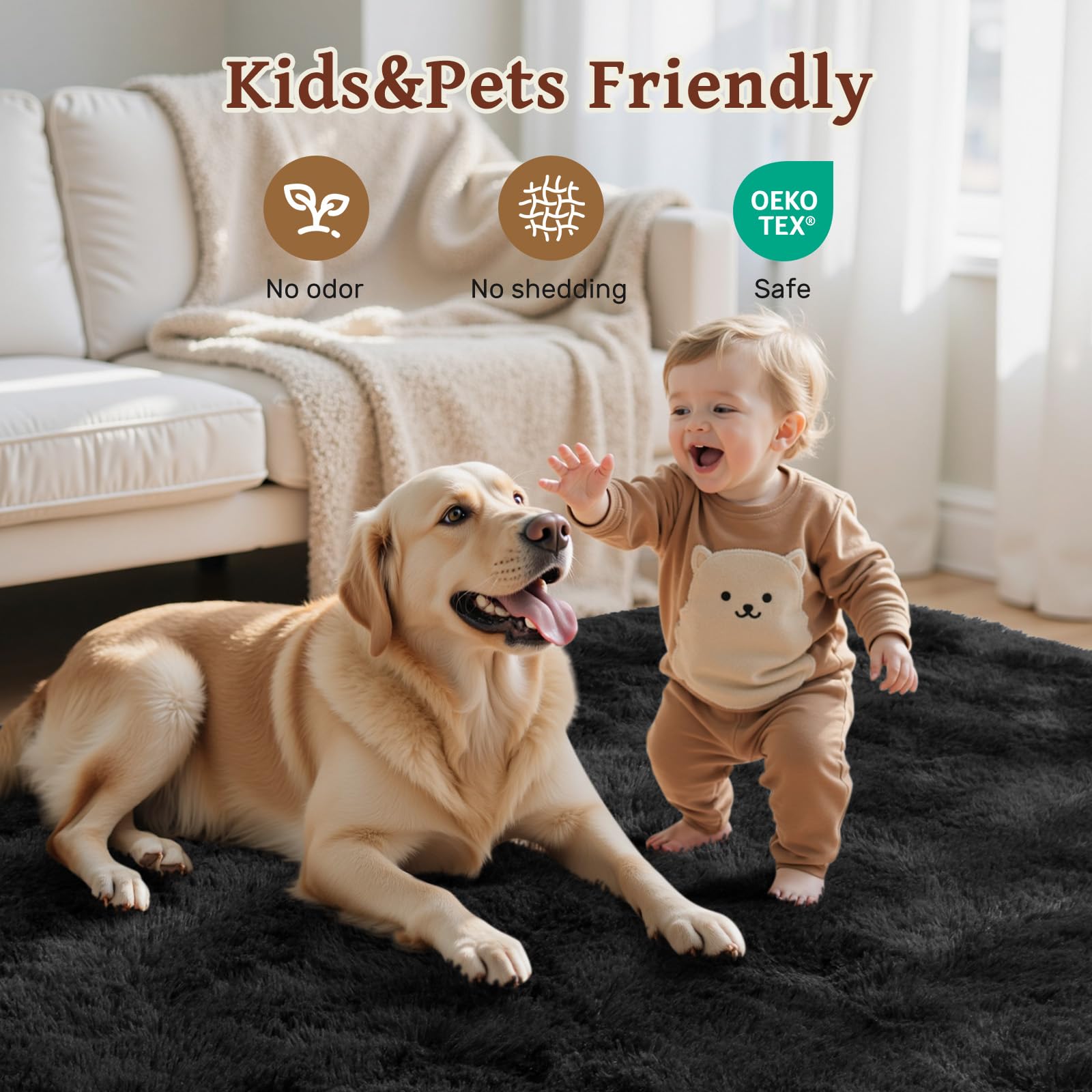 Kids' playroom with LòutiRoot Home rug providing a soft and safe floor for activities.