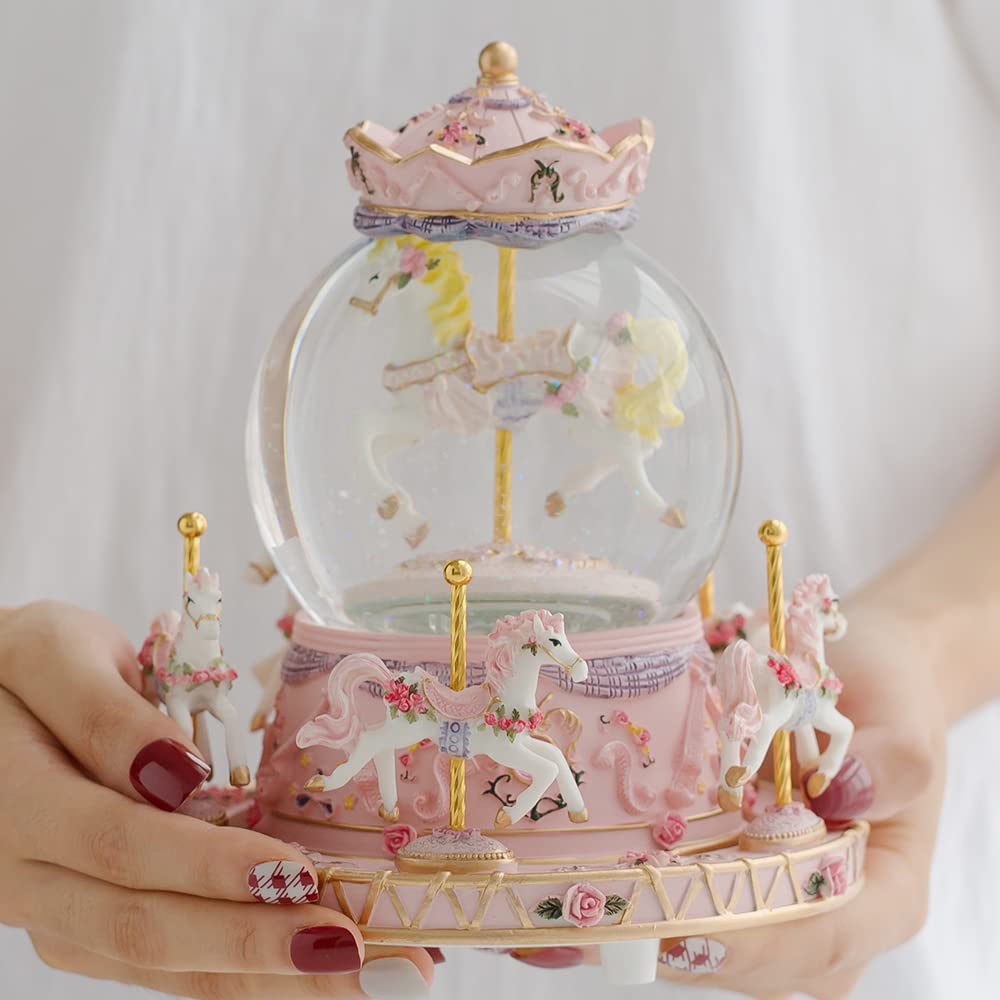 LOVE FOR YOU carousel horses and unicorns in motion create whimsical, heirloom-worthy display
