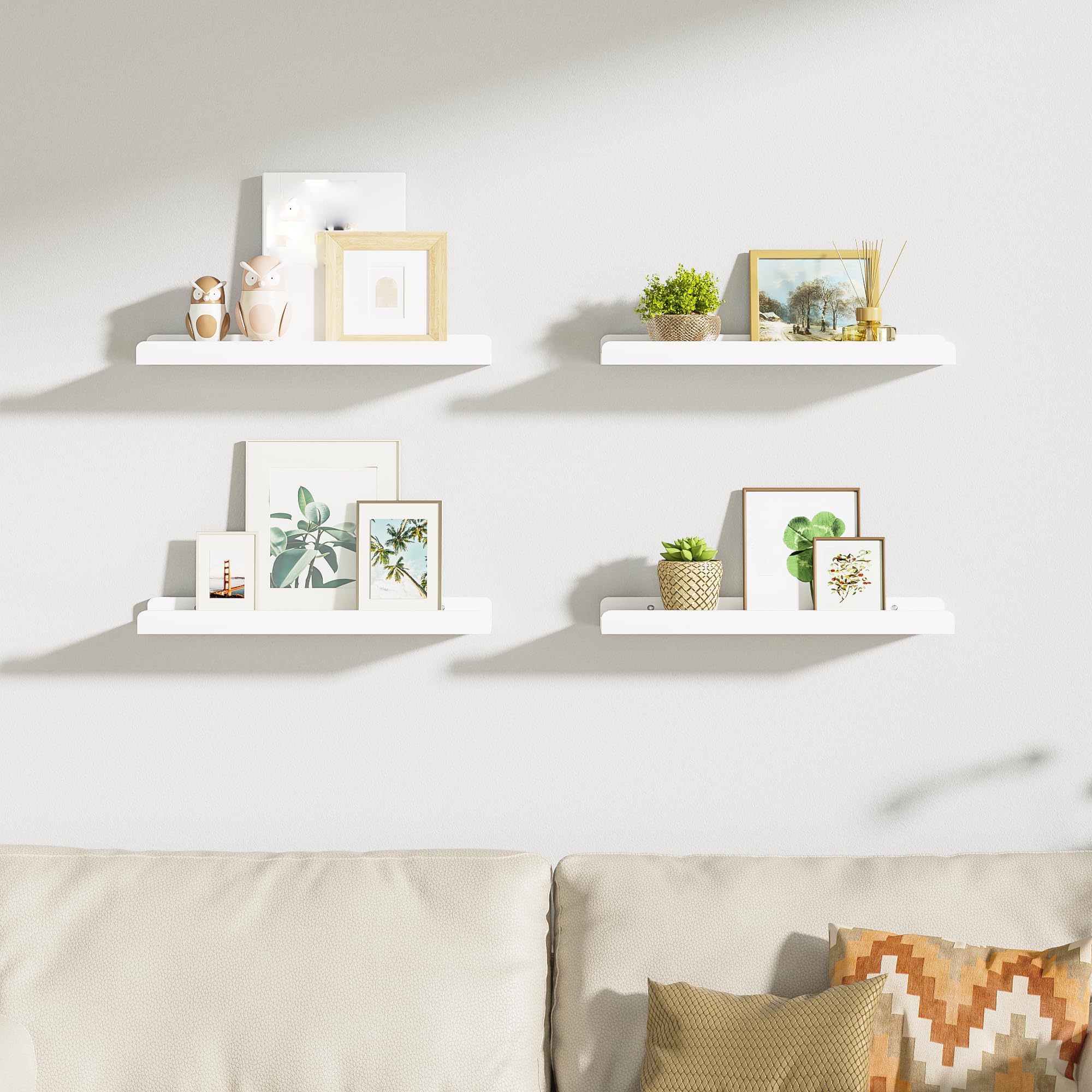Love-KANKEI nursery and living room display with white shelves