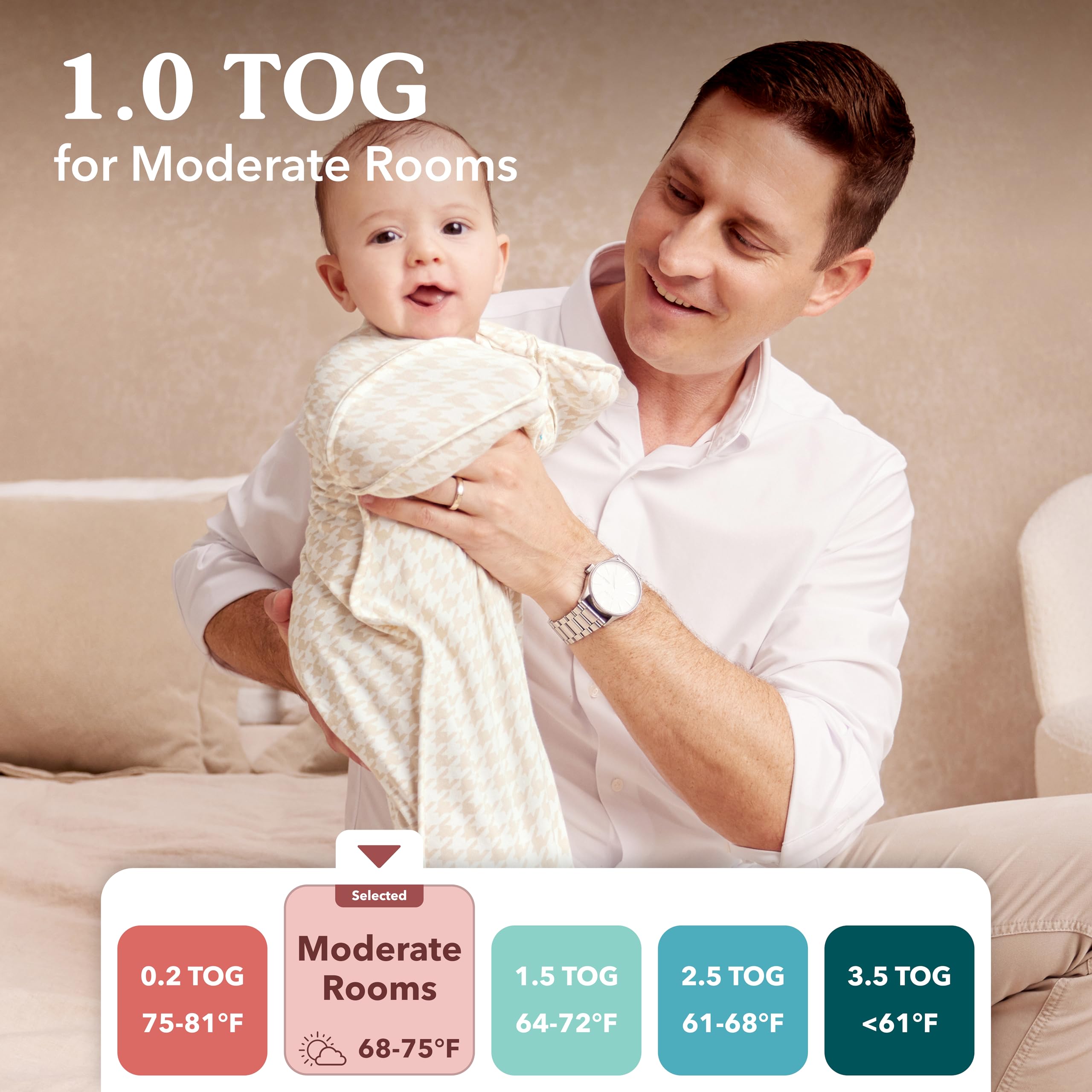 Stage 2 1.0 TOG tag highlights appropriate warmth for moderate room temperatures.