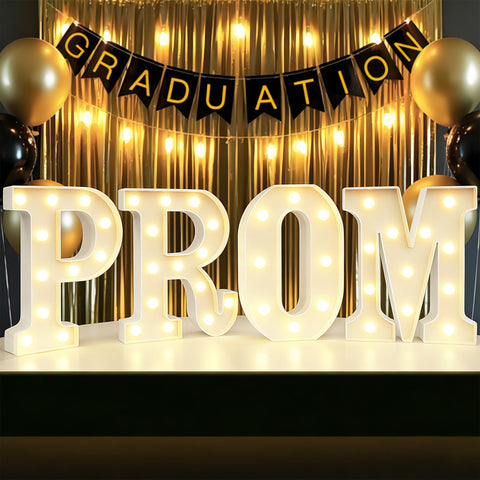 Lovelite prom letters 4-piece set lighting up graduation party ambience.