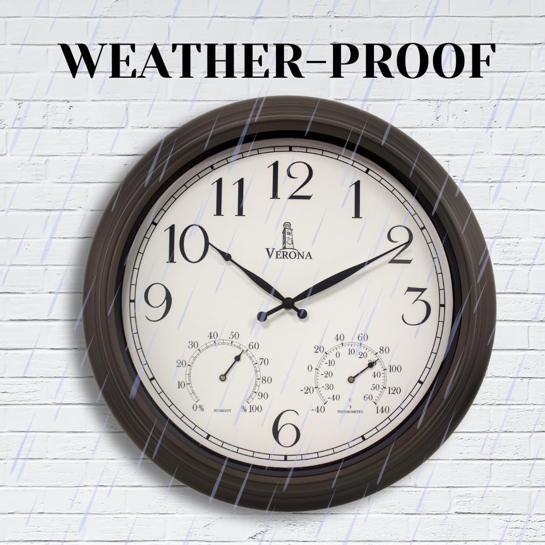 Lovely Home Essentials 18in clock for patio use enhances poolside or garden decor.