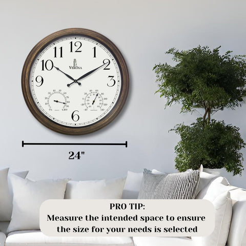 Lovely Home Essentials bronze-finish outdoor clock on wall outdoors