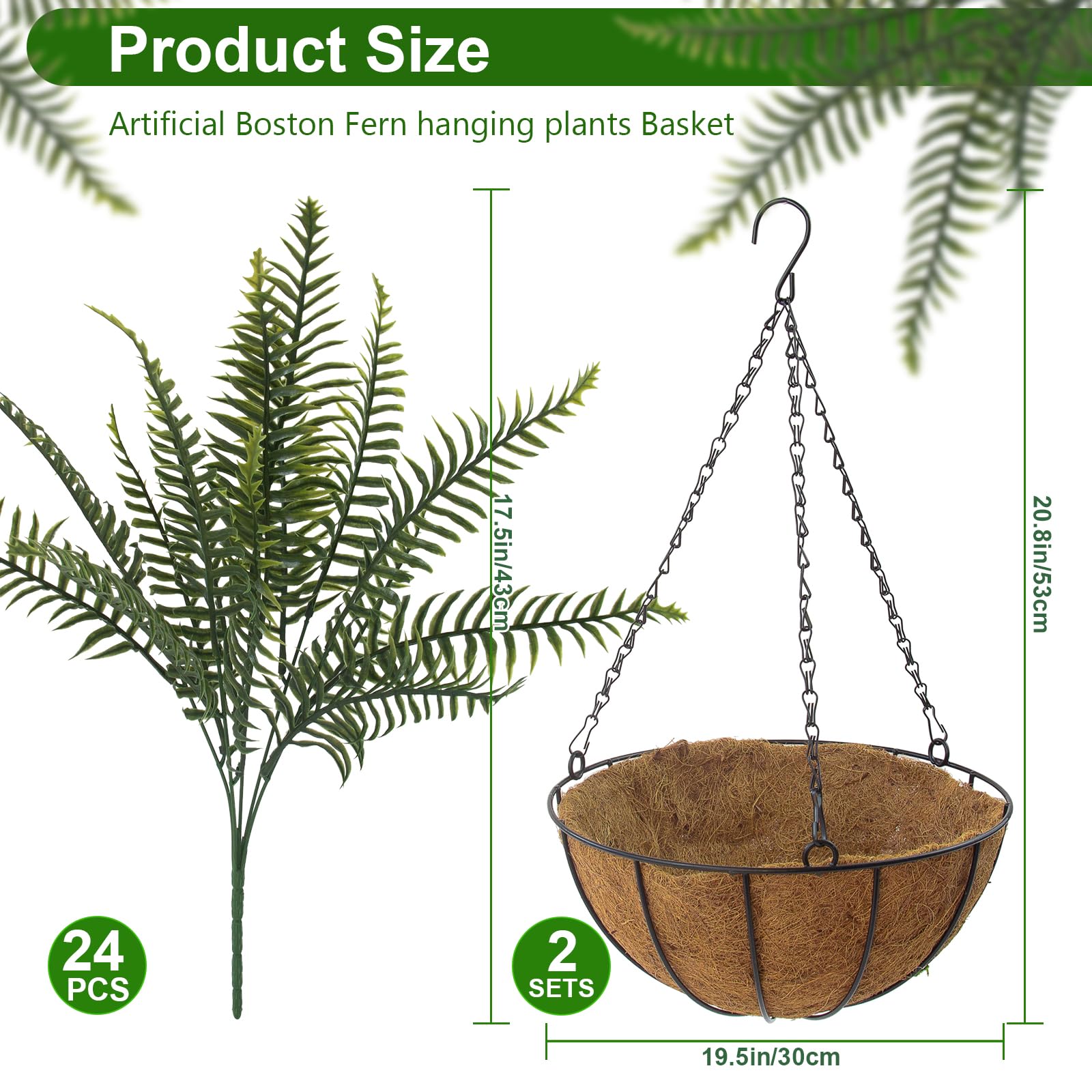 Lovemoon artificial ferns close up leaves look natural and maintenance-free