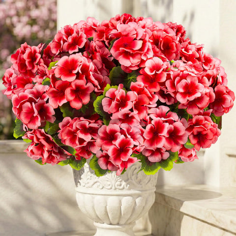 Lovemoon artificial geranium peach blooms for year‑round color
