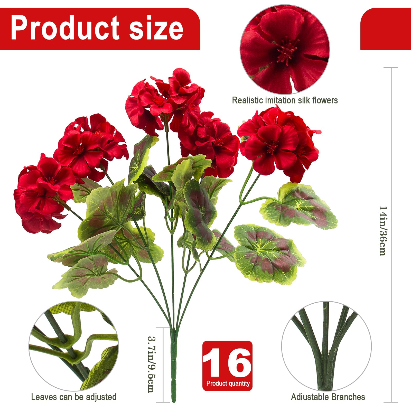 lovemoon artificial geranium silk flowers for indoor vase display