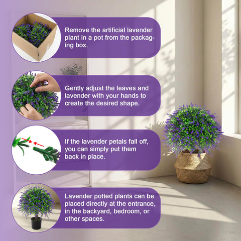 Durable Lovemoon lavender topiary ball keeps color in backyard display