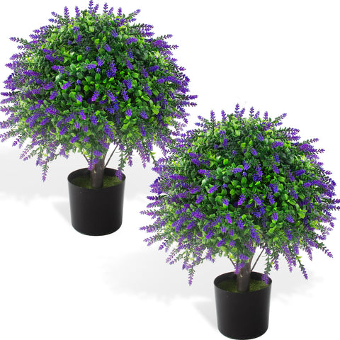 Lovemoon artificial lavender topiary ball in front door display with year-round color