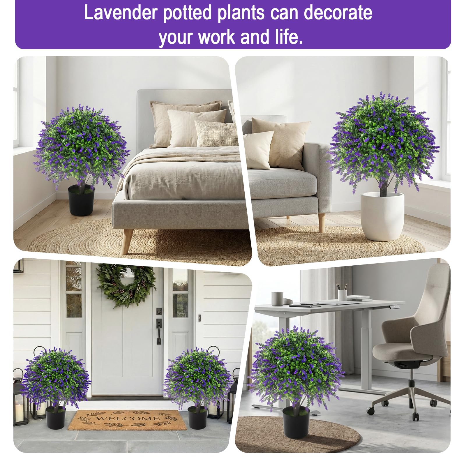 Weatherproof Lovemoon lavender topiary ball maintains bright look outside