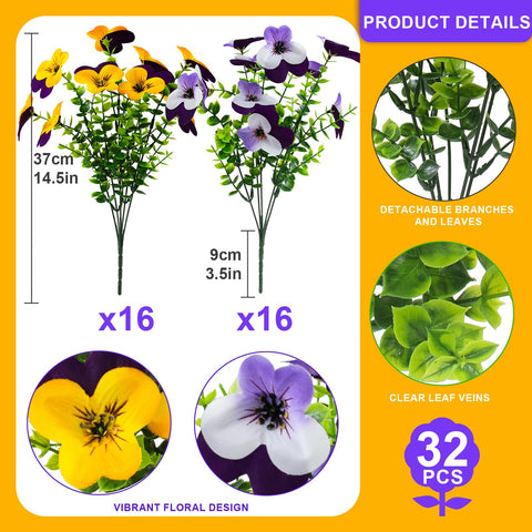 Lovemoon artificial pansies silk flowers for window boxes and balcony displays