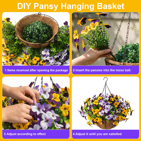 Lovemoon colorful pansy flowers in purple yellow white brighten porches.