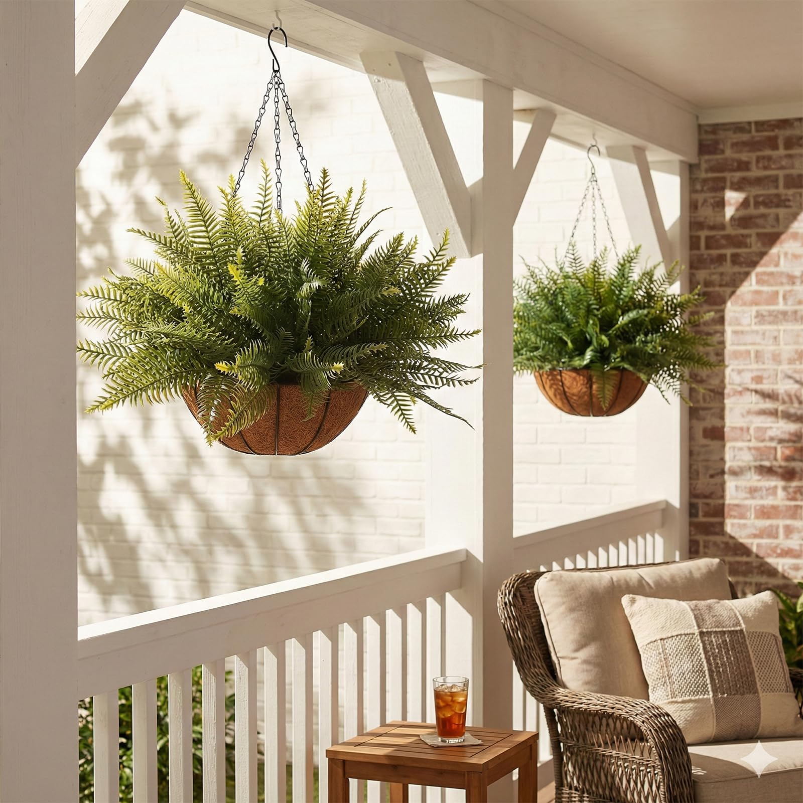 Lovemoon compact lush fern basket blends into indoor spaces