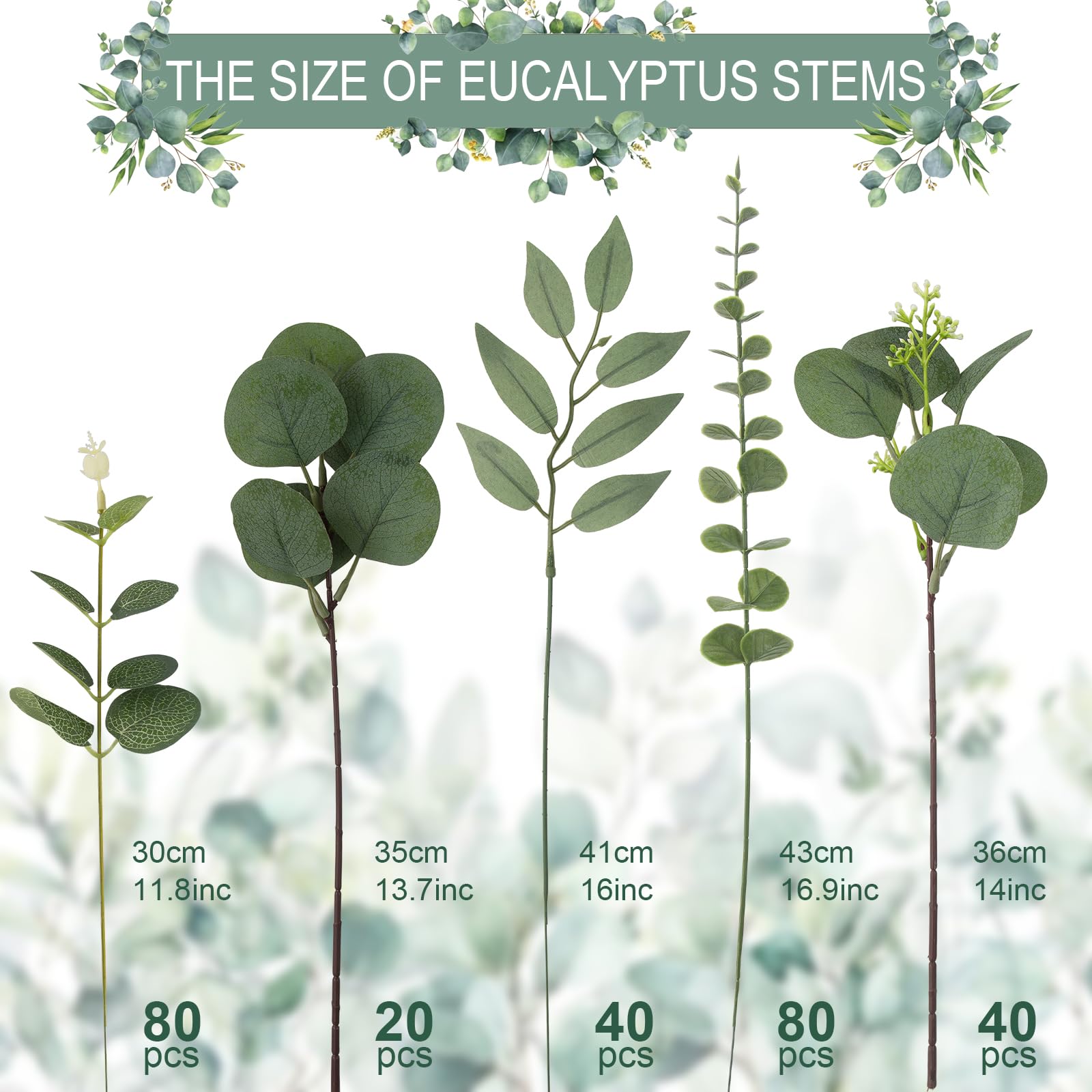Lovemoon eucalyptus leaves close-up with bendable stems for versatile décor.