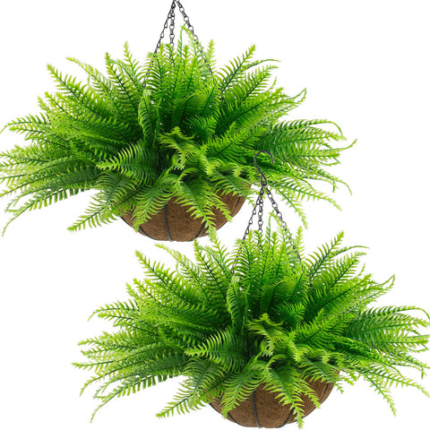 Lovemoon fake ferns in a basket closeup showing lifelike detail for easy decor.