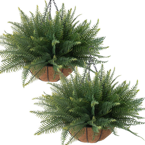 Lovemoon fake ferns hanging basket setup for quick outdoor decor