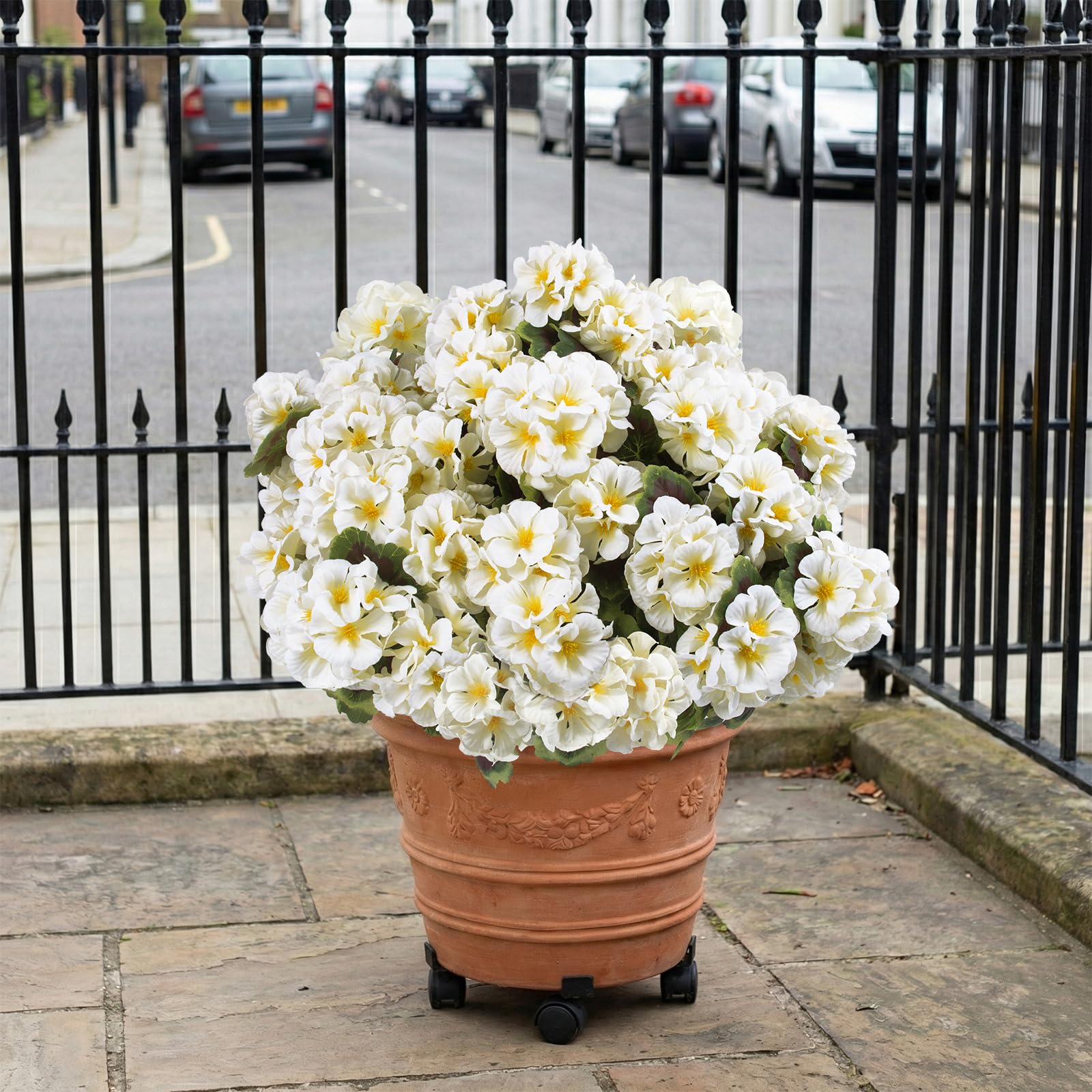 Lovemoon front-door decor geraniums white for curb appeal