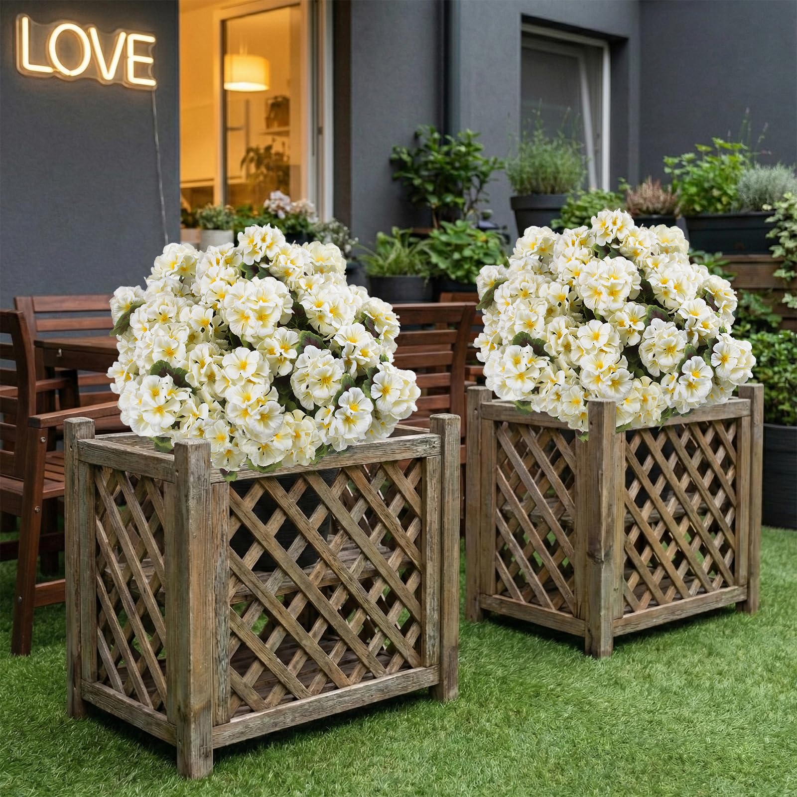 Lovemoon garden decor geraniums silk flowers for patios