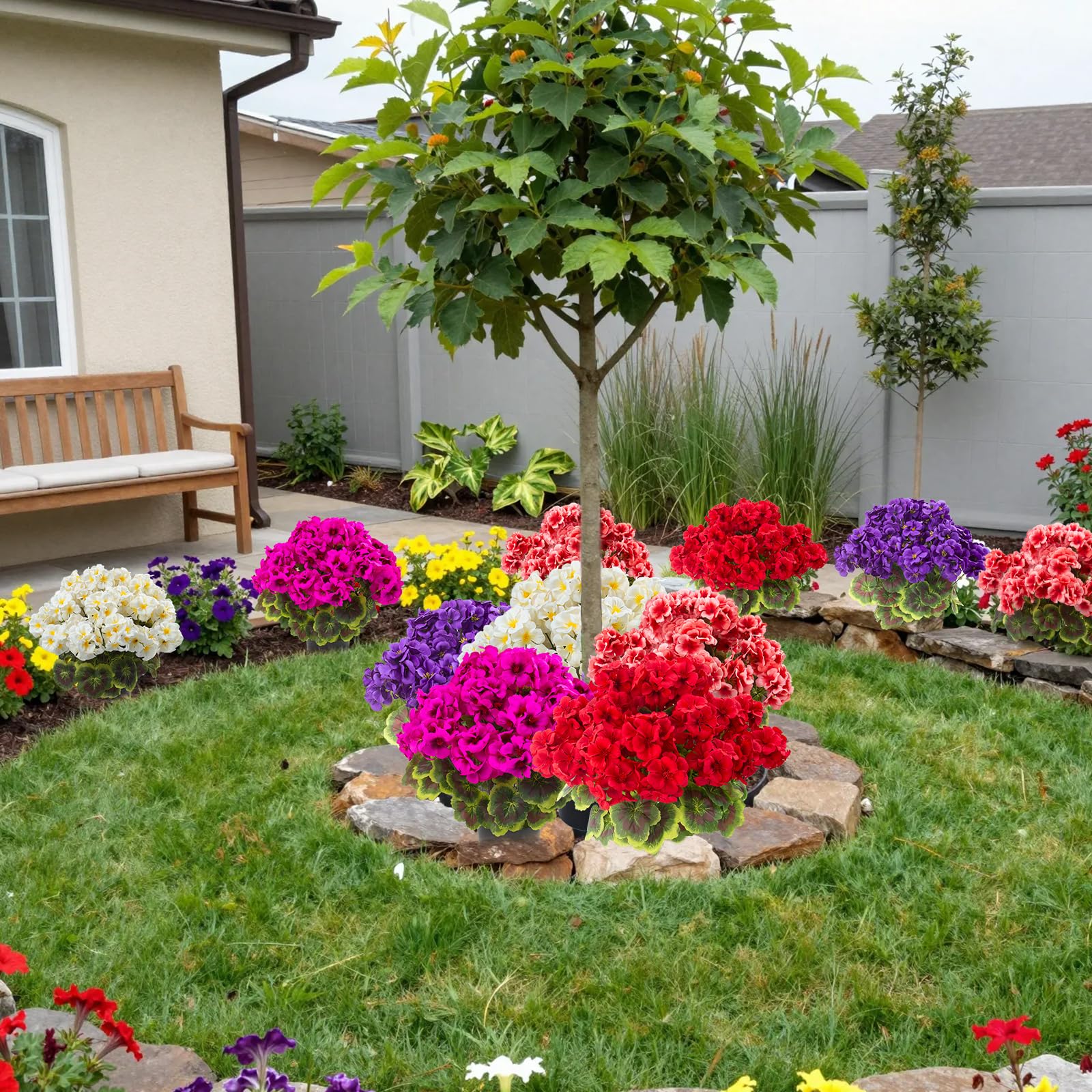 Lovemoon red geraniums create a welcoming focal point on porches.