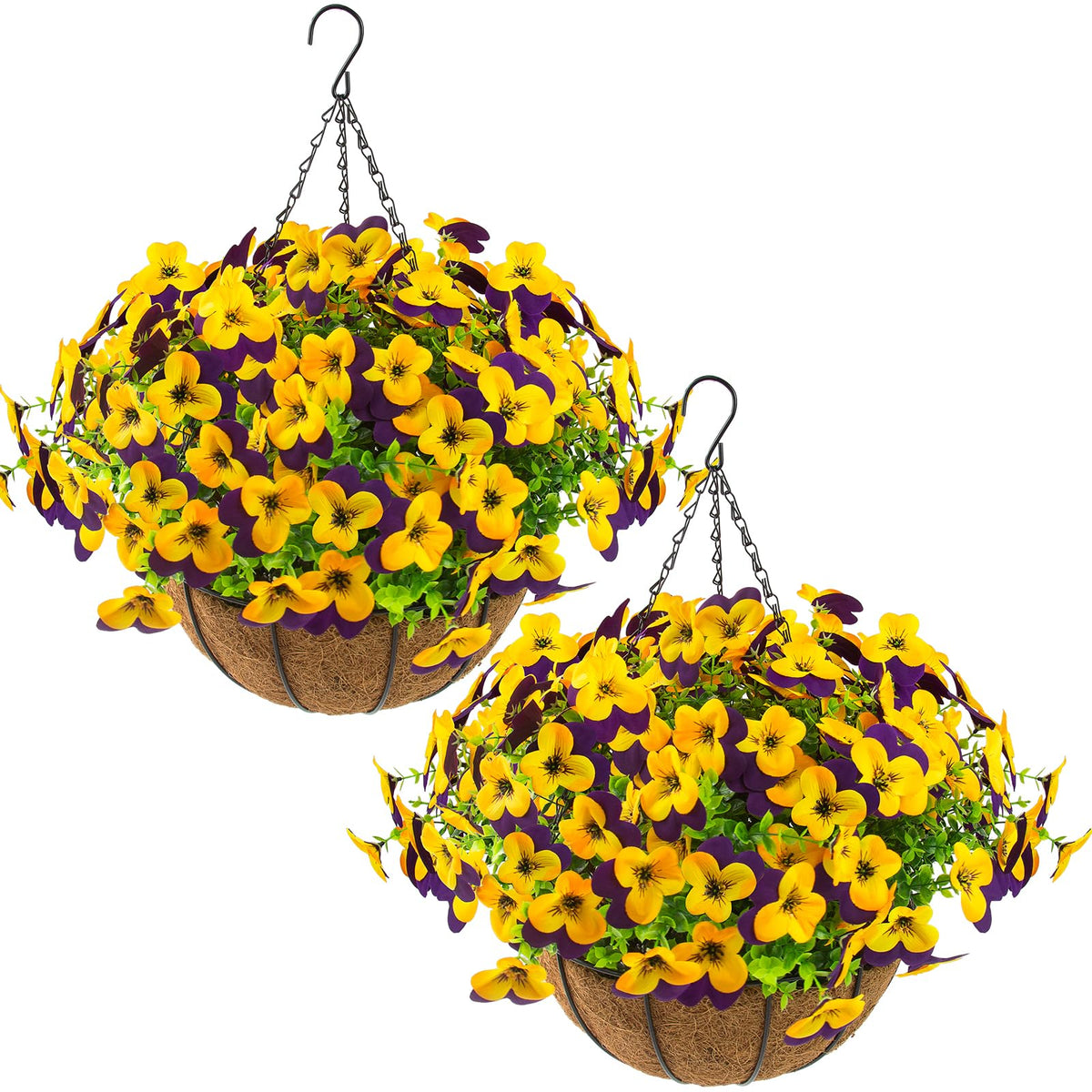 Lovemoon pansies-hanging-baskets-2-set: vibrant, durable display for outdoor decor