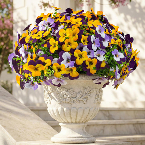 Lovemoon pansy flowers outdoor collection with realistic silk blooms for garden decor