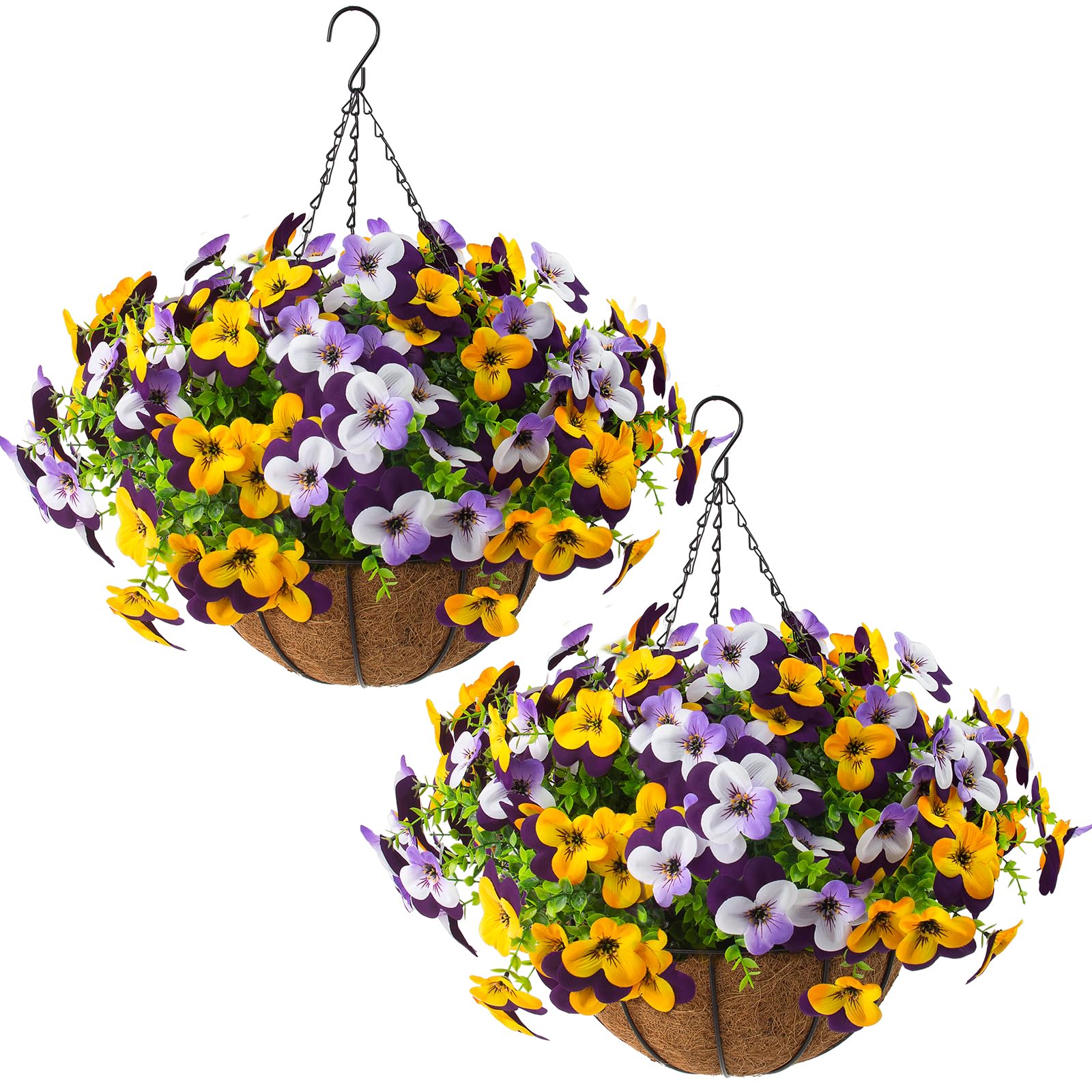 Lovemoon pansy hanging basket assembly demonstrates easy setup for porch and patio decoration.