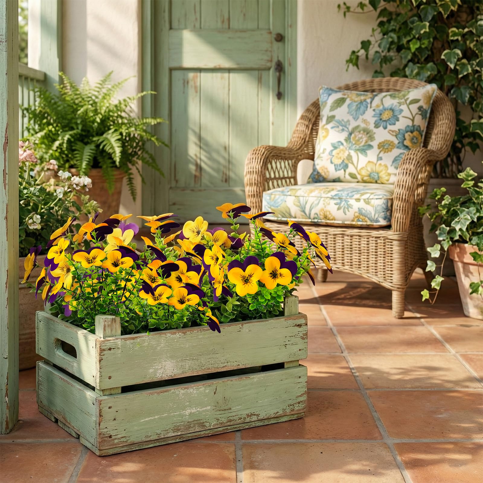 Lovemoon artificial pansy petals maintain bright color in sun and rain