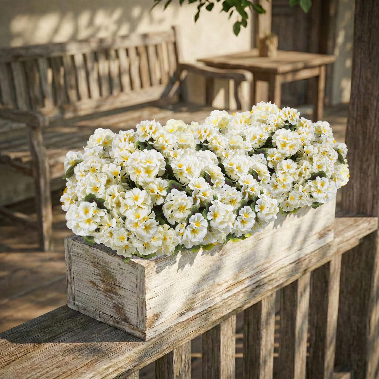 Lovemoon realistic geraniums white flowers for balcony display