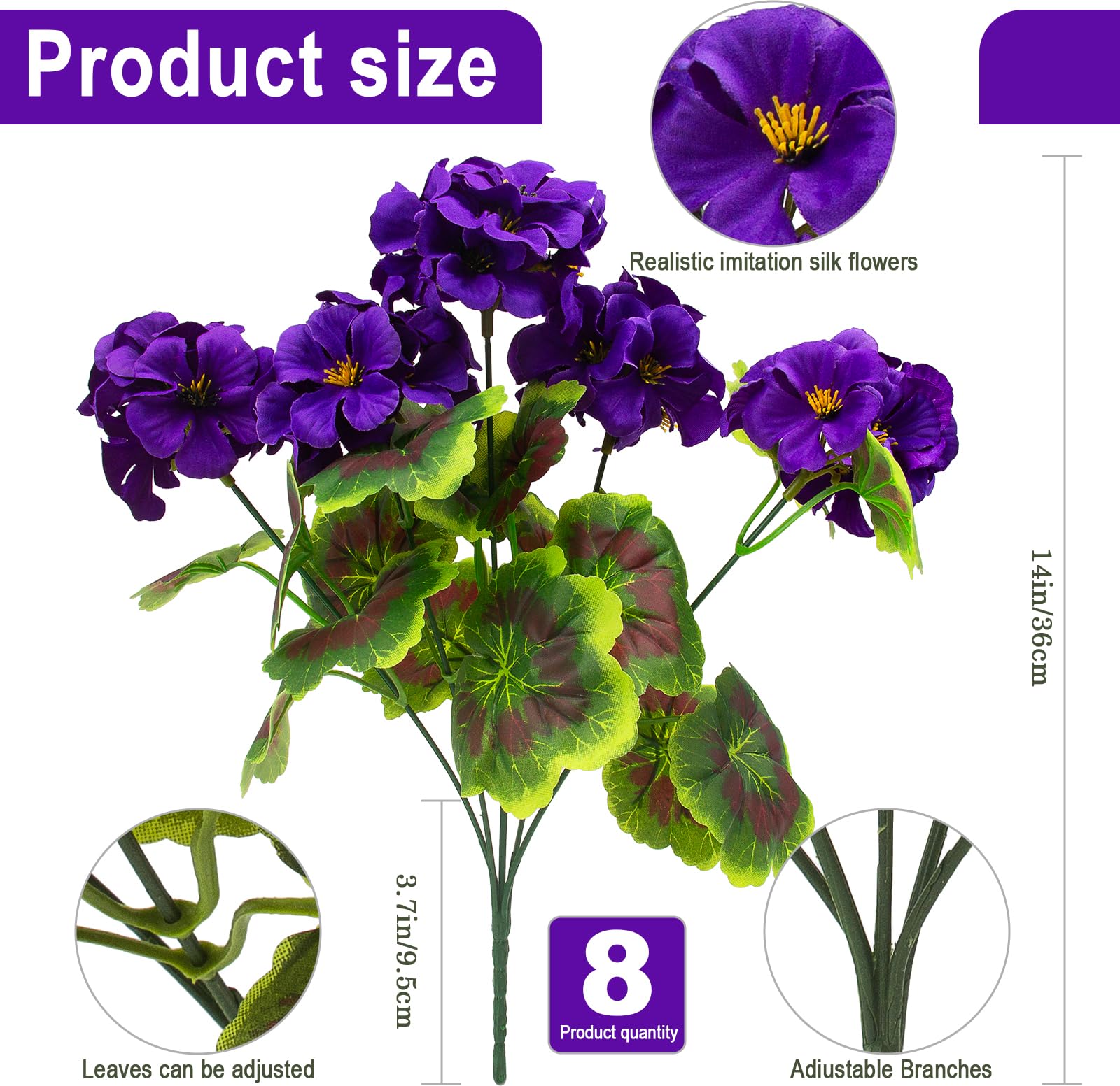 Lovemoon silk geranium leaves with dual-green gradient for lifelike foliage.