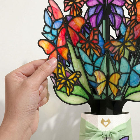 Lovepop Butterfly Brilliance Suncatcher Bouquet features colorful rainbow wings for vibrant home ambiance.
