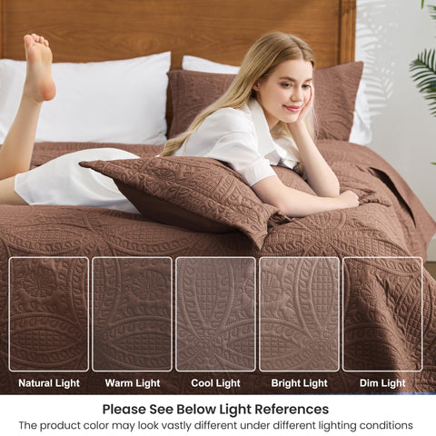 Love's cabin 3-piece quilt set with quilt and two shams.