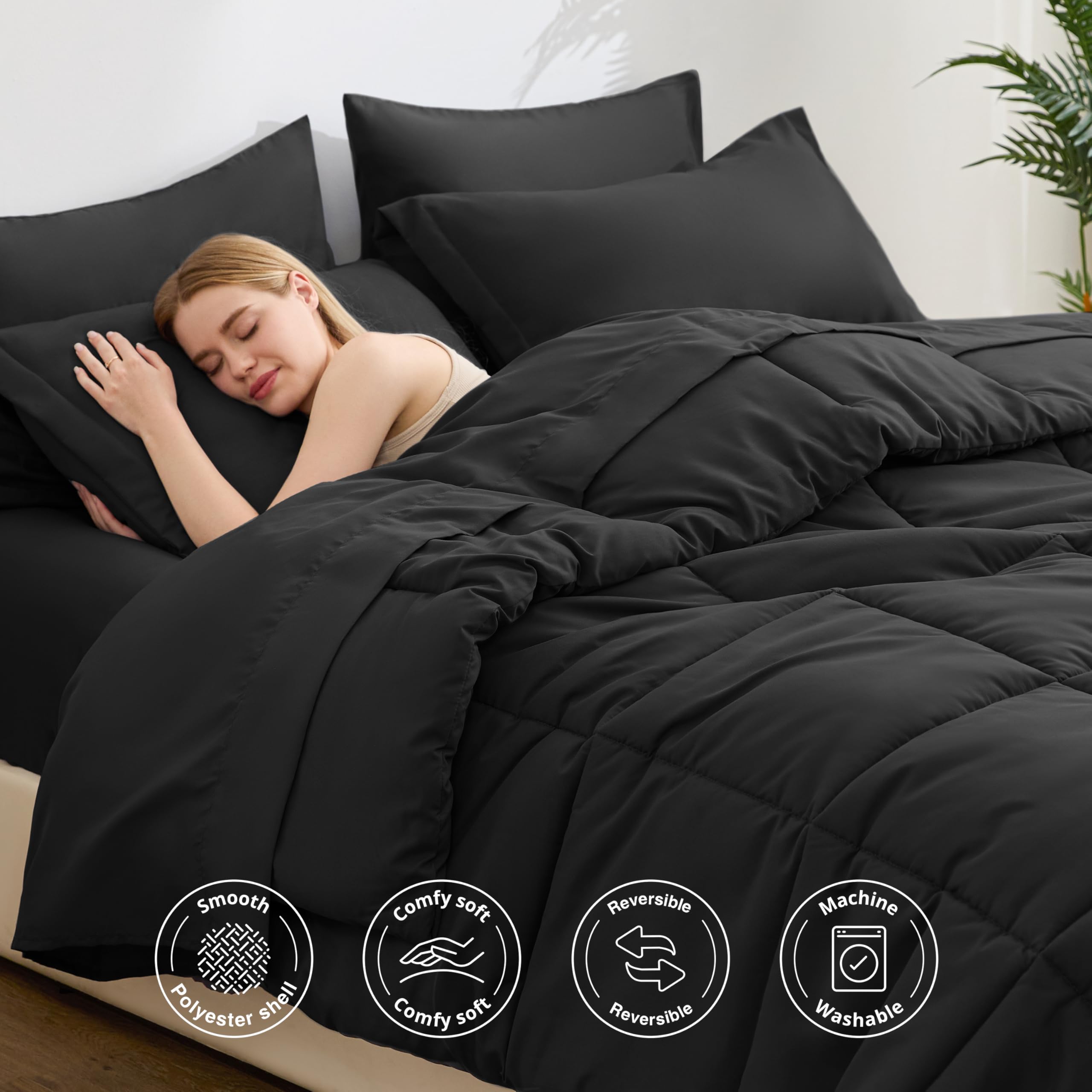 Love's cabin ash black bed-in-a-bag 7-piece set for quick room styling