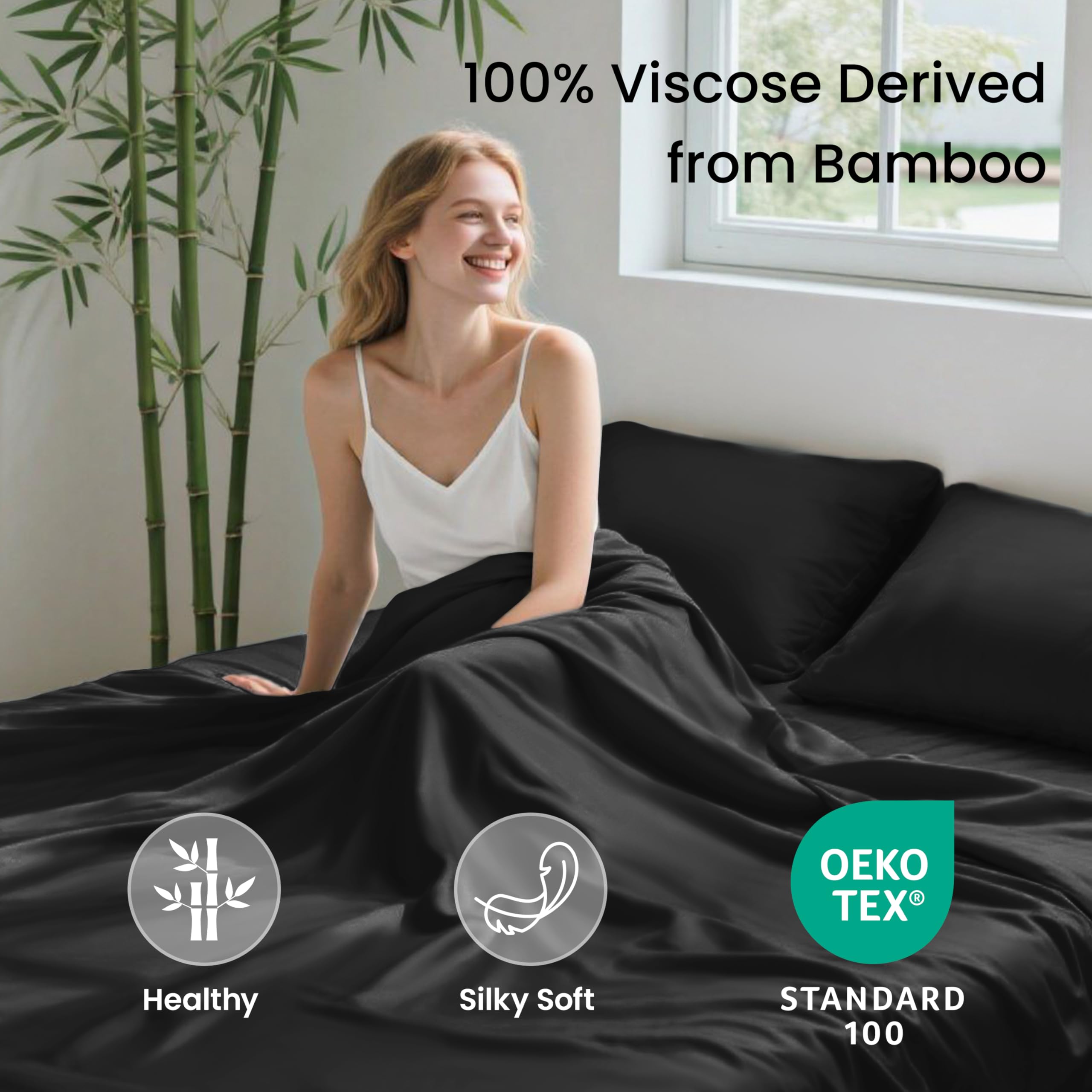 Love's cabin bamboo sheet set fitted sheet with deep pockets up to 16 inches.