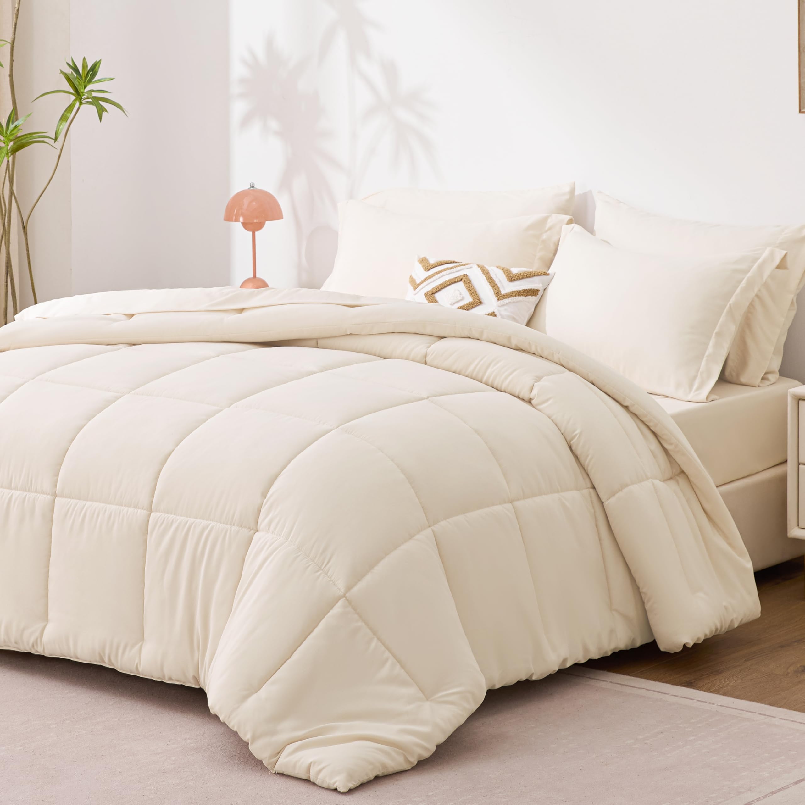 Love's cabin bedding in a bag beige showing coordinated 7-piece set.