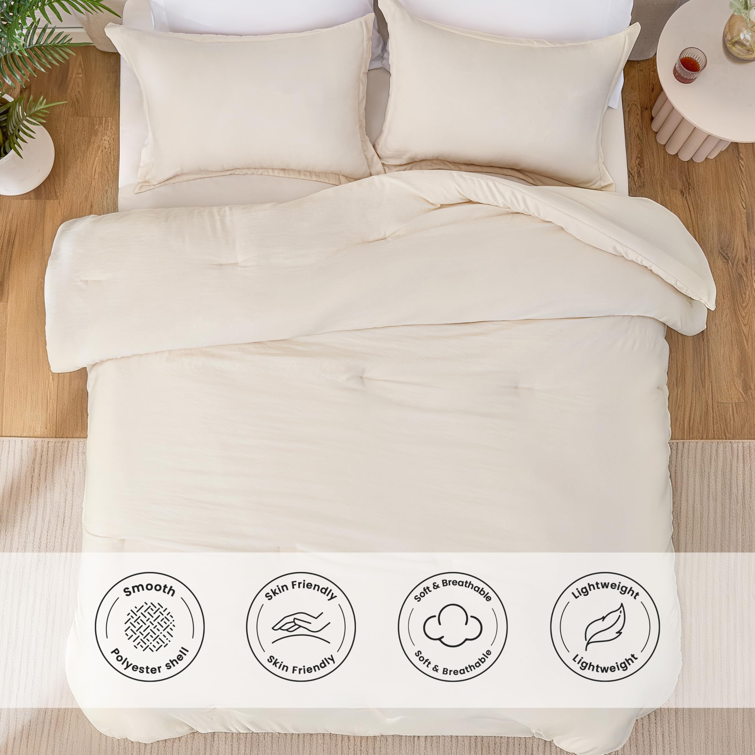 Love's cabin beige queen comforter stitching demonstrates durable, even-fill design for restful nights.