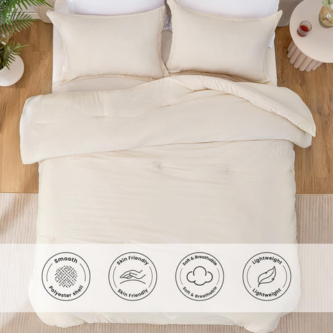 Love's cabin beige queen comforter stitching demonstrates durable, even-fill design for restful nights.