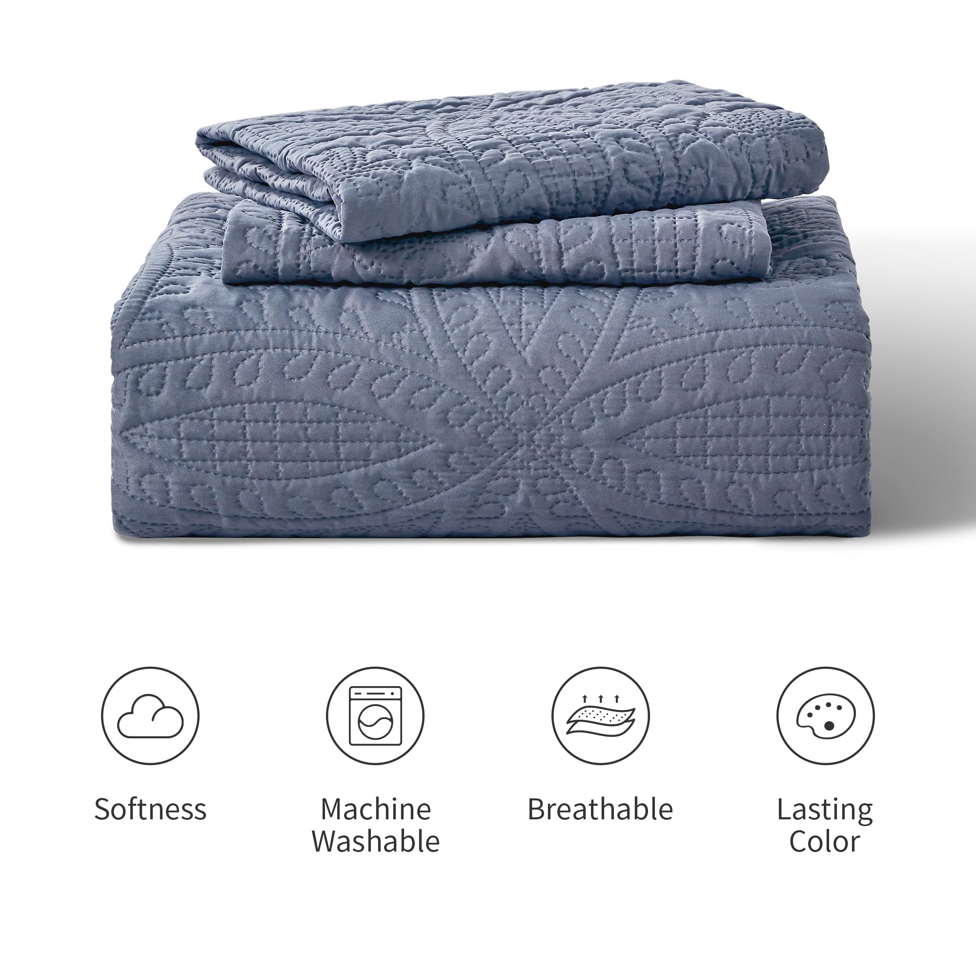 Easy-care Love's cabin quilt with machine wash guidelines