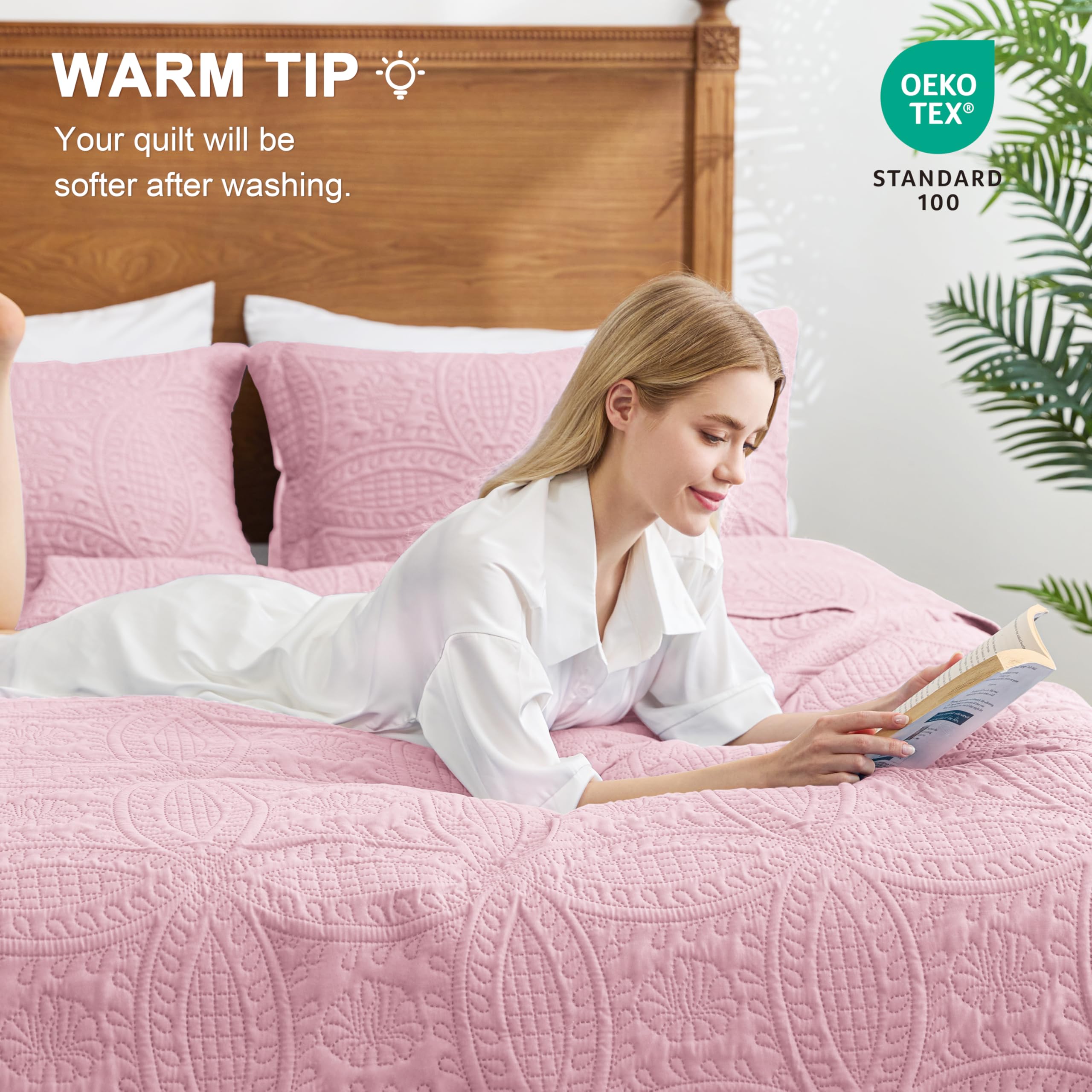 Love's cabin coin-pattern quilt laid neatly on a bed for a modern look.