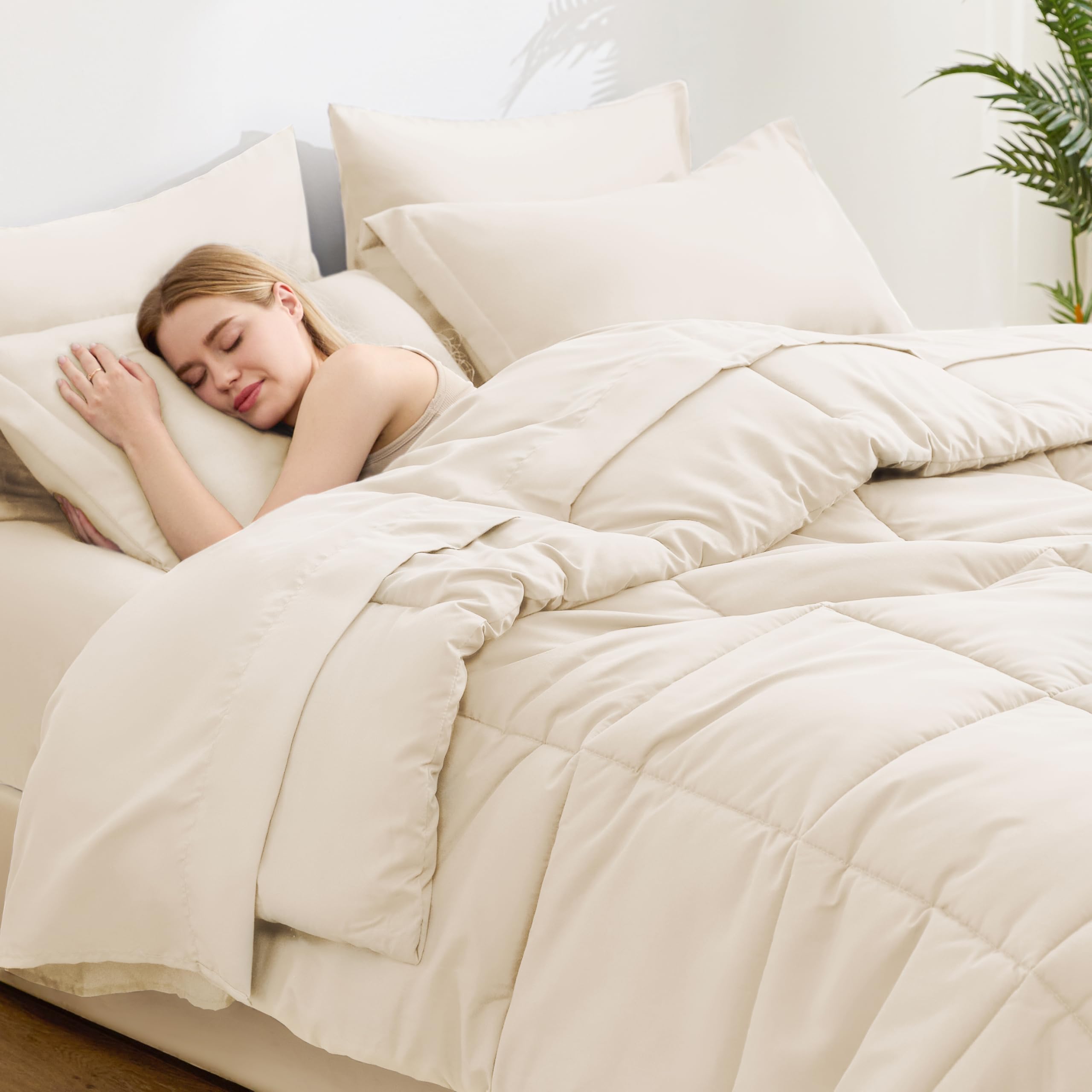 Love's cabin comforter with box stitching detail prevents shifting overnight.