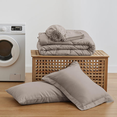 Love's cabin burlwood comforter box stitching detail prevents shifting