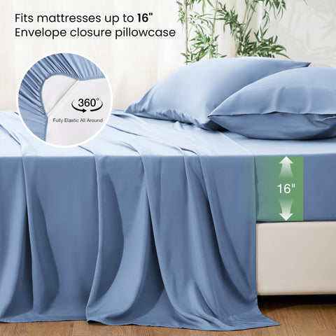 Love's cabin deep-pocket fitted sheet fits mattresses up to 16 inches.