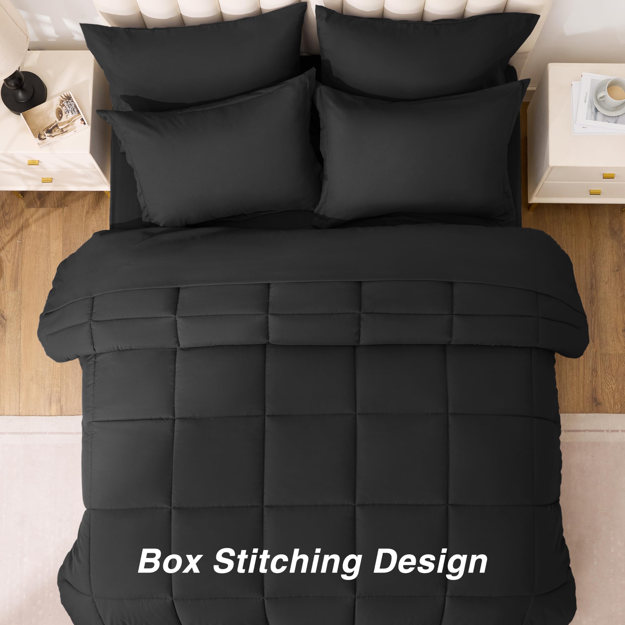 Love's cabin ash black pillowcases use envelope closures to stay in place.
