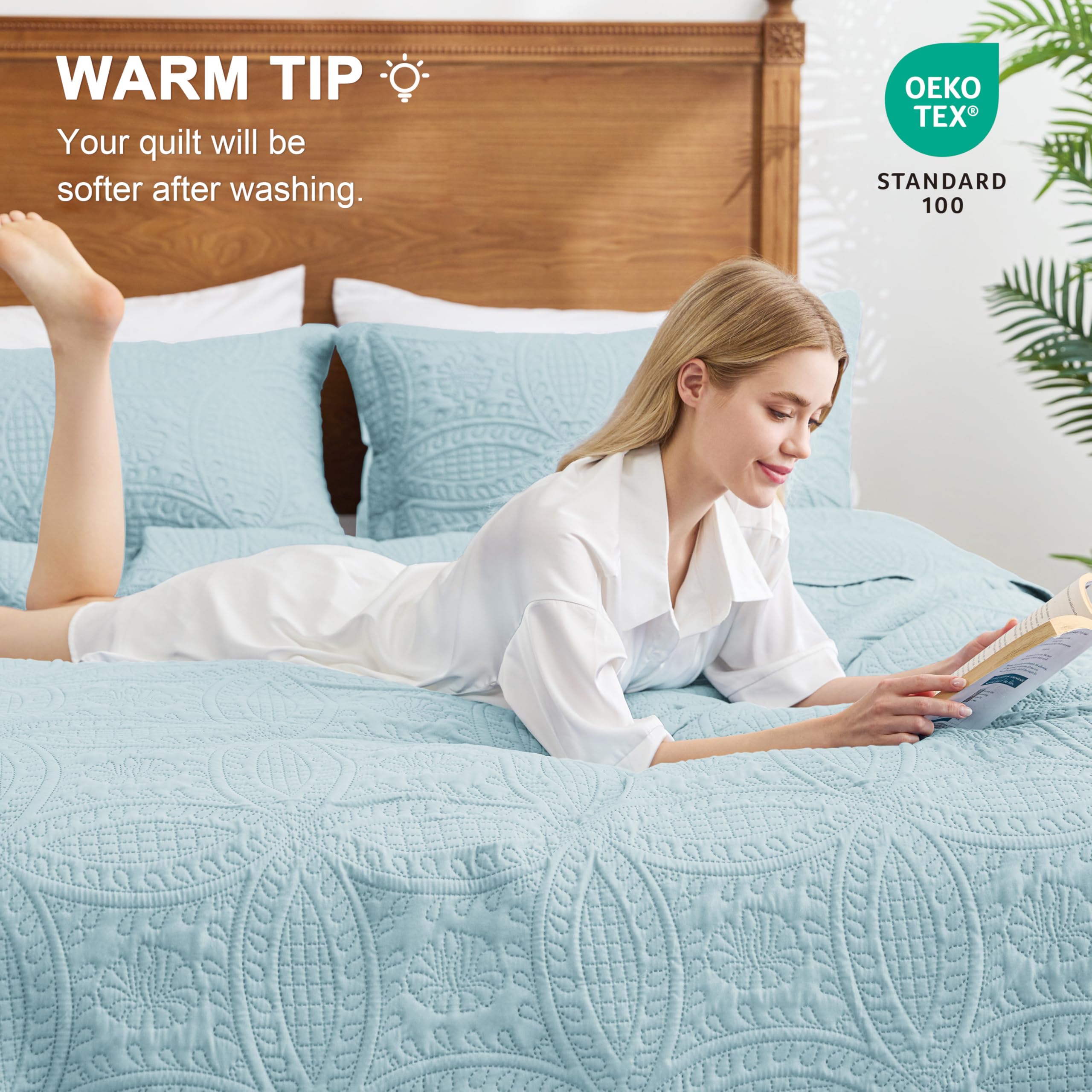 Love's cabin lightweight coverlet folded on bed, showing all-season versatility.