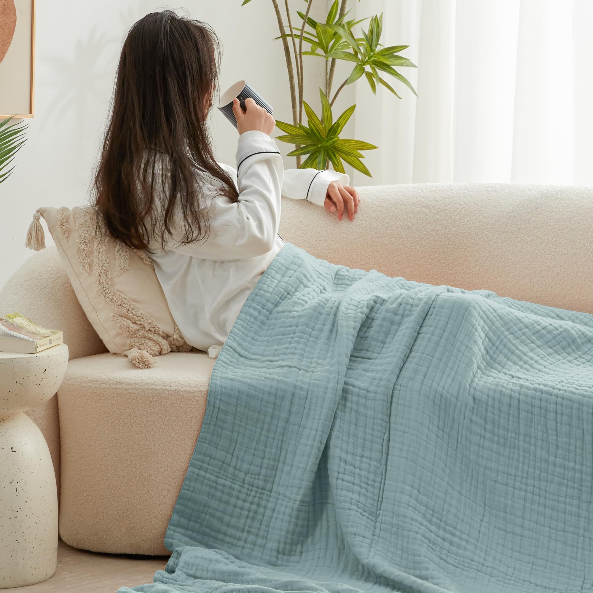 Love's Cabin lightweight gauze blanket ready for travel