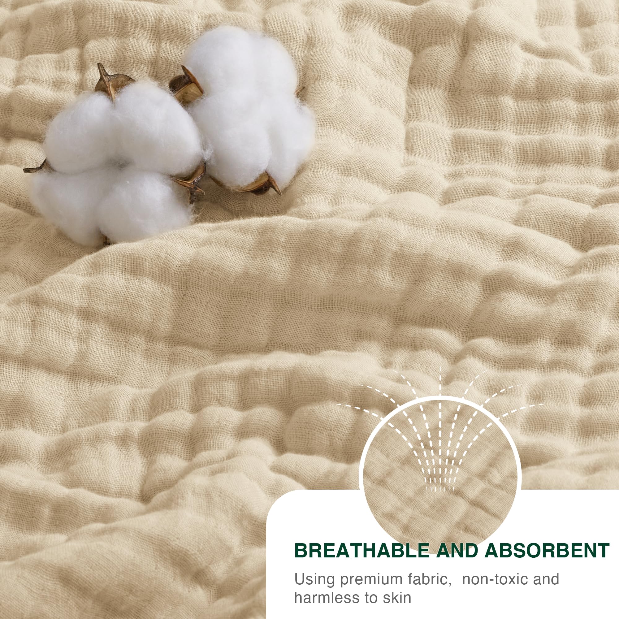 Cozy bedroom with Love's cabin khaki muslin blanket for relaxation.